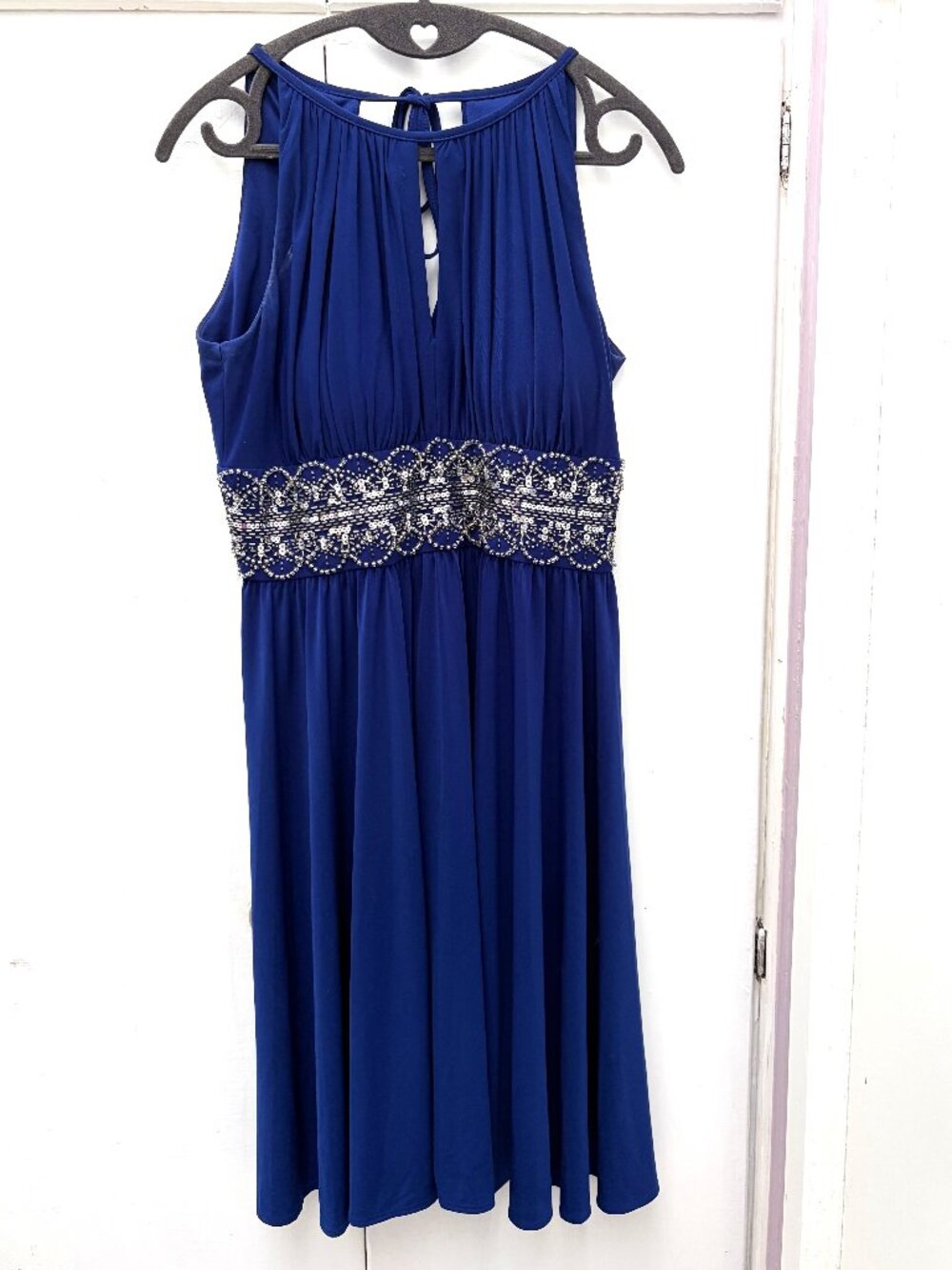 David’s Bridal Petite 6 Royal Blue Beaded Formal Dress